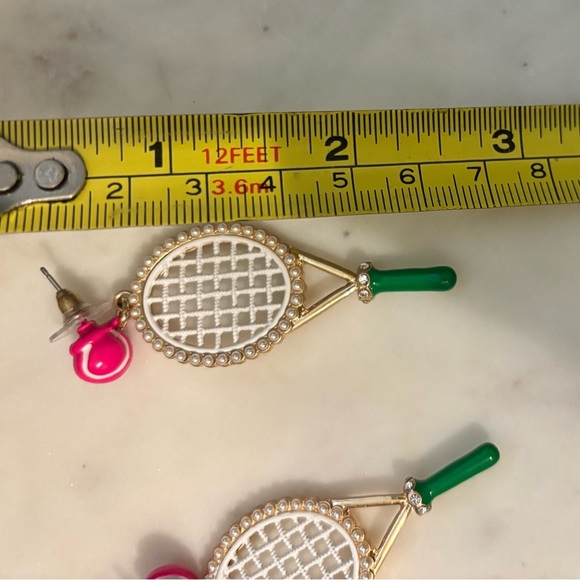 Tennis Racket Pink Ball Earrings from Smashing Clothing - Picture 4 of 4